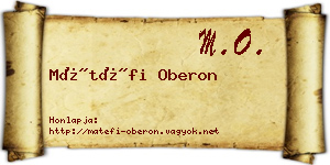 Mátéfi Oberon névjegykártya